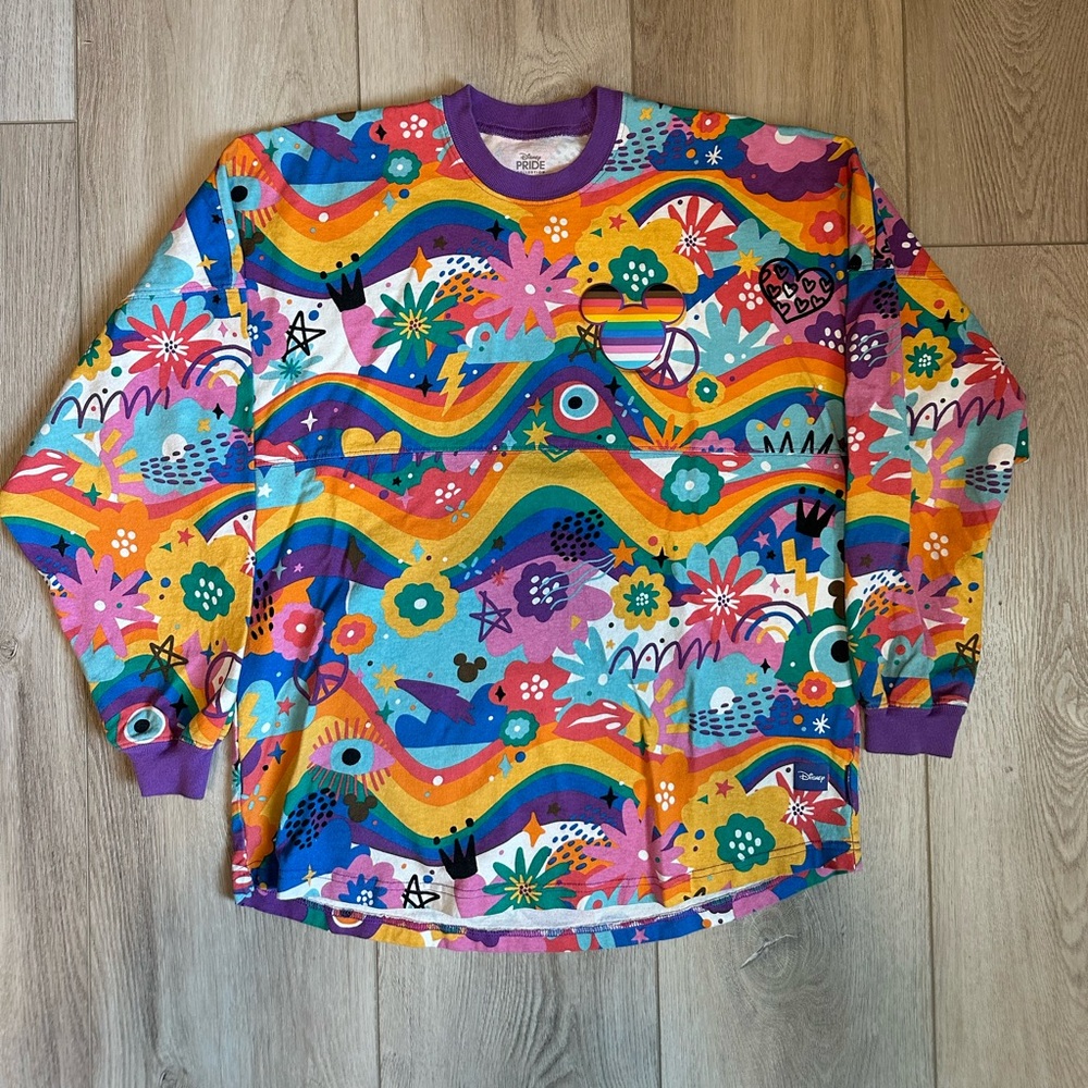 Disney Pride Multicolor Mickey Mouse Rainbow Long Sleeve Top - Picture 2 of 6